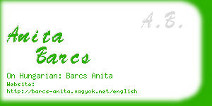 anita barcs business card